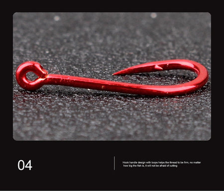 FTK 50-100pcs Gold Fishing Hook High Carbon Steel 1#-12# Barbed Hook With Ringed EYE Red Fishhooks for Carp Fishing Tackle