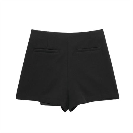 MUJER 2025 Asymmetric Skort For Women Black High Waist Mini Skirt Shorts Women Casual Bermuda Shorts Woman Summer Skirt Shorts