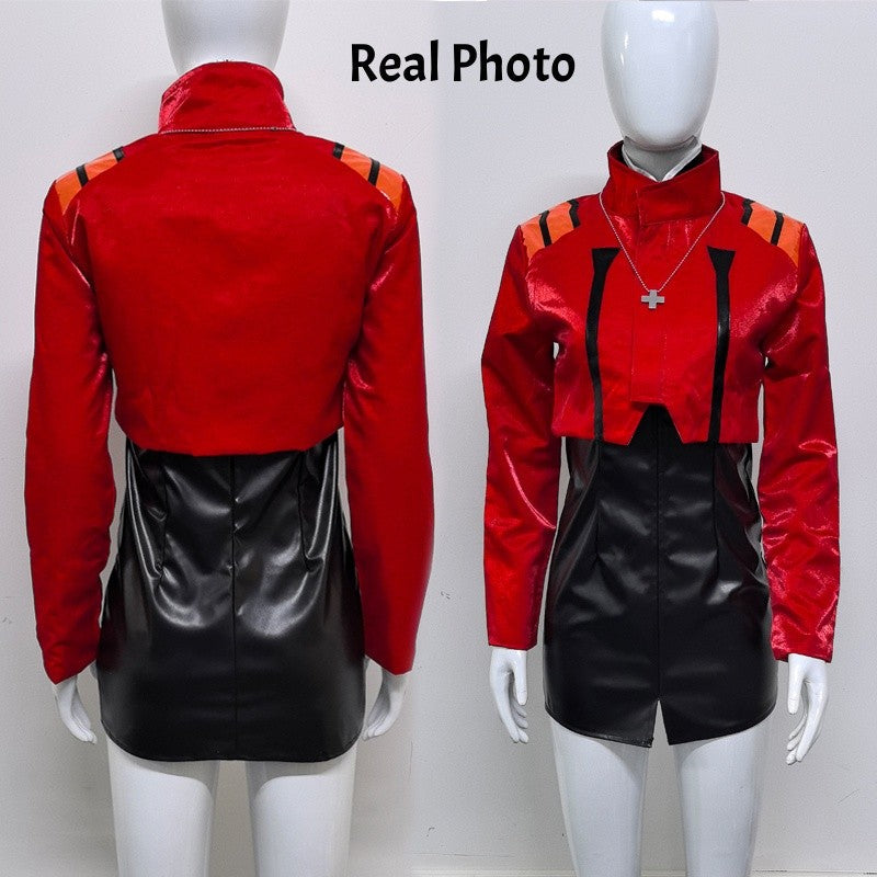 Katsuragi Misato Cosplay Costume Anime EVA Katsuragi Misato Cosplay Red Jacket Dress Uniform Halloween Party Costume For Women