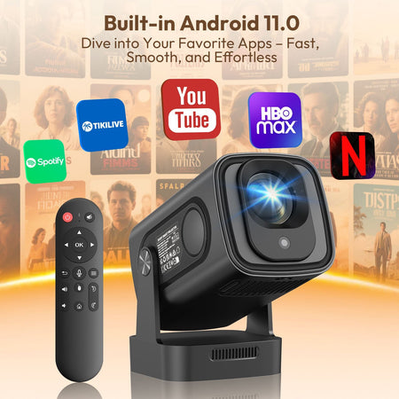XGODY Projector 4K 350ANSI Short Throw Speaker Base Android Bluetooth WiFi Native 1080P Auto FocusHome Theater