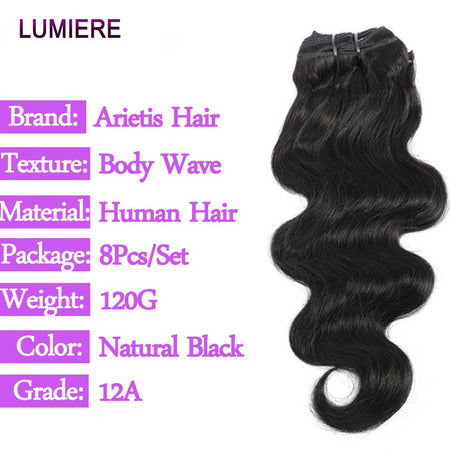 Body Wave Human Hair Clip In Extensions 100% Human Hair Extensions Brazilian Virgin Raw Seamless Clip In Hair Weave For Women