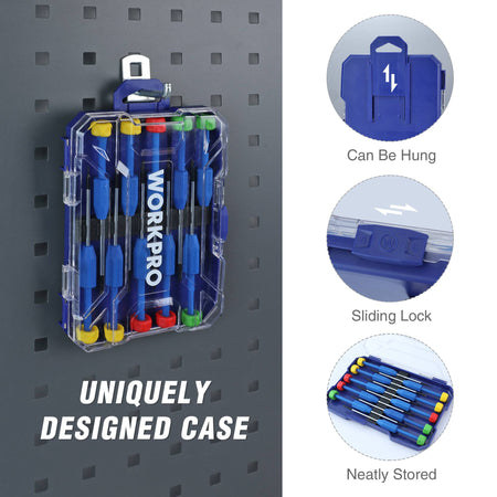 WORKPRO 10-Piece Precision Screwdriver Set with Case, Phillips, Slotted, Torx Star, Magnetic Screwdriver Repair Tool Kit