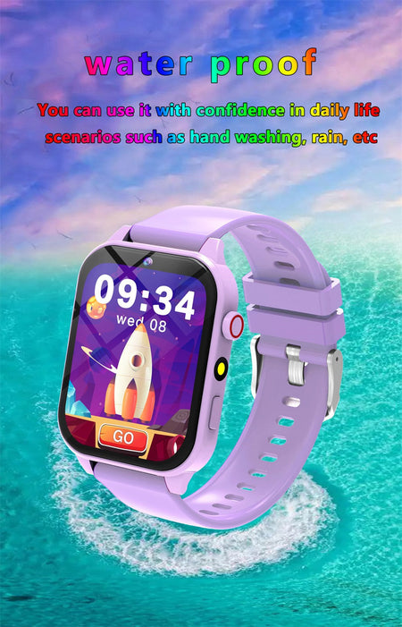 2025 New Children Smart Watch Alarm Clock LED Flashlight Waterproof Kid Watches HD Camera Take Photo Puzzle Game Smartwatch Girl