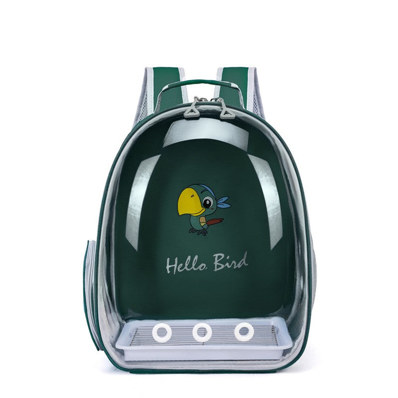 Portable Bird Carrier Bird Backpack with Perch Rope and Tray for Parrot Parakeet Macaw Cockatiel Acrylic Pet Cage Birds Bag