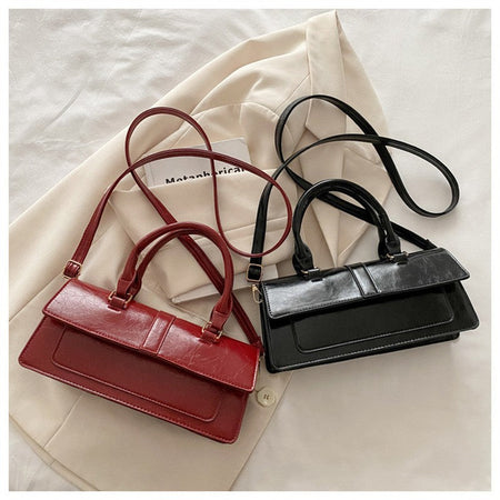 High Quality PU Leather Handbag Purse Women's Bag Solid Color Shoulder Crossbody Bags Lady Messenger Small Tote for Women Girls