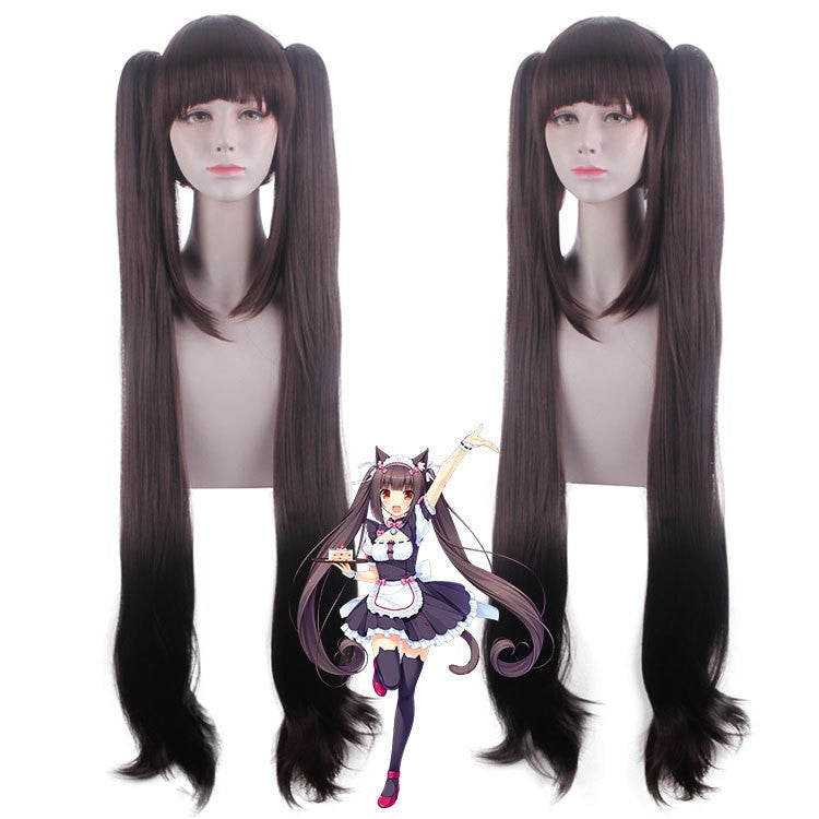 Anime Nekopara Cosplay Vanilla Chocola Cosplay Wig Long Pink/Brown Hair Nekopara Cosplay Chocola/Vanilla Wig Christmas Party Wig