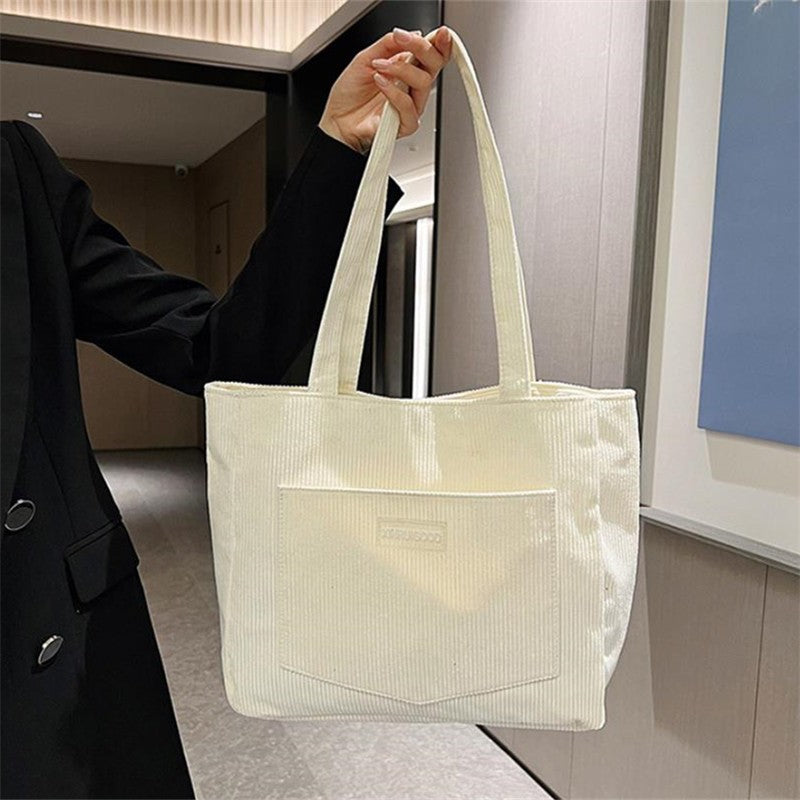Women's Corduroy Shoulder Tote Bag, Casual Large Capacity Fashion Handbag for Going Out, Purses and Handbags Designer Bag