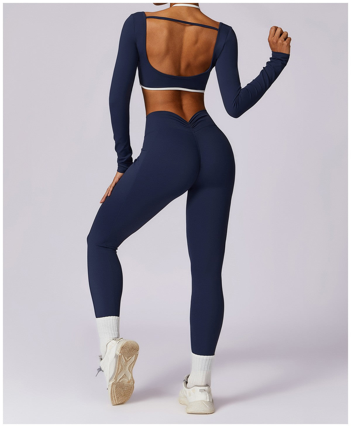 Yoga Set 2PCS Women Sportswear Push Up Workout Clothes Athletic Wear Gym Legging Fitness Bra Crop Top Long Sleeve Sports Suits