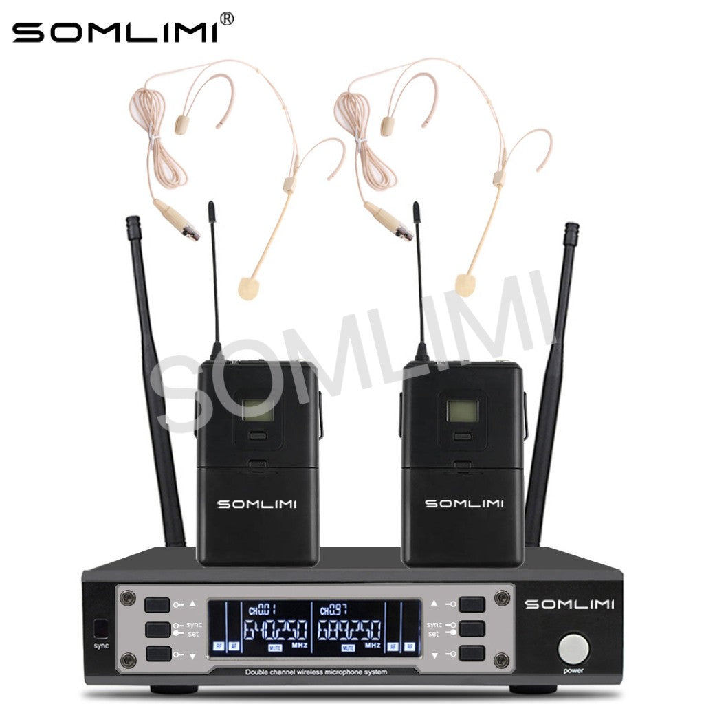 SOMLIMI EW135G4 UHF Dual Channels Profession Wireless Microphone System Stage Performance Dynamic Long Distance Metal Handheld
