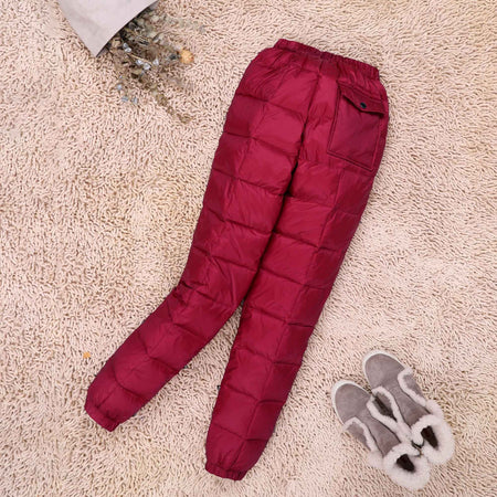 Plus Size Women Men's Thickened Down Pants 2023 New Winter High Waist 90% White Duck Down Warm Straight Female Casual Trousers