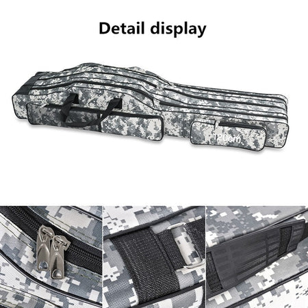 1.2m/1.5m three-layer foldable large belly sea fishing bag, double shoulder fishing rod bag, tool kit for outdoor storage