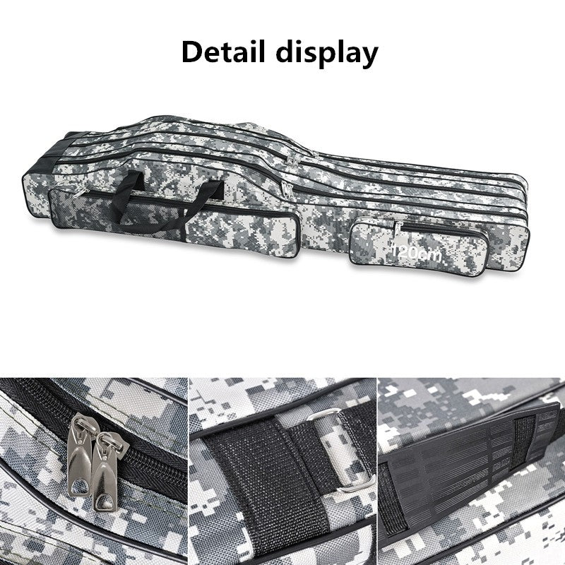 1.2m/1.5m three-layer foldable large belly sea fishing bag, double shoulder fishing rod bag, tool kit for outdoor storage
