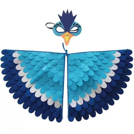 Bird Cosplay Costume Stage Performance Owl Peacock Wings Bird Felt Cape with Mask for Girls Boys Halloween Party Cloak