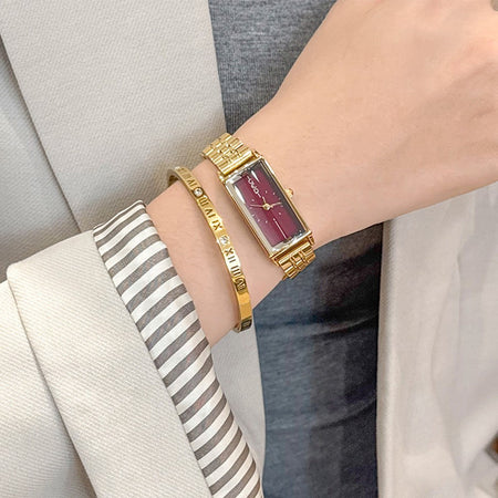 GEDI Square Watch Stainless Steel Gold Vintage Watches for Woman Luxury Elegant Waterproof Quartz Wristwatch Gifts Girlfriend