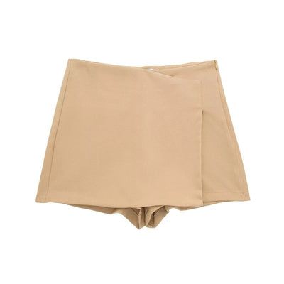MUJER 2025 Asymmetric Skort For Women Black High Waist Mini Skirt Shorts Women Casual Bermuda Shorts Woman Summer Skirt Shorts