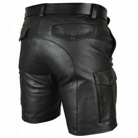 New Arrival Casual Men's ort Leather Pants Pure Color PU Leisure Straight Leg Long Trousers Wi Bestseller
