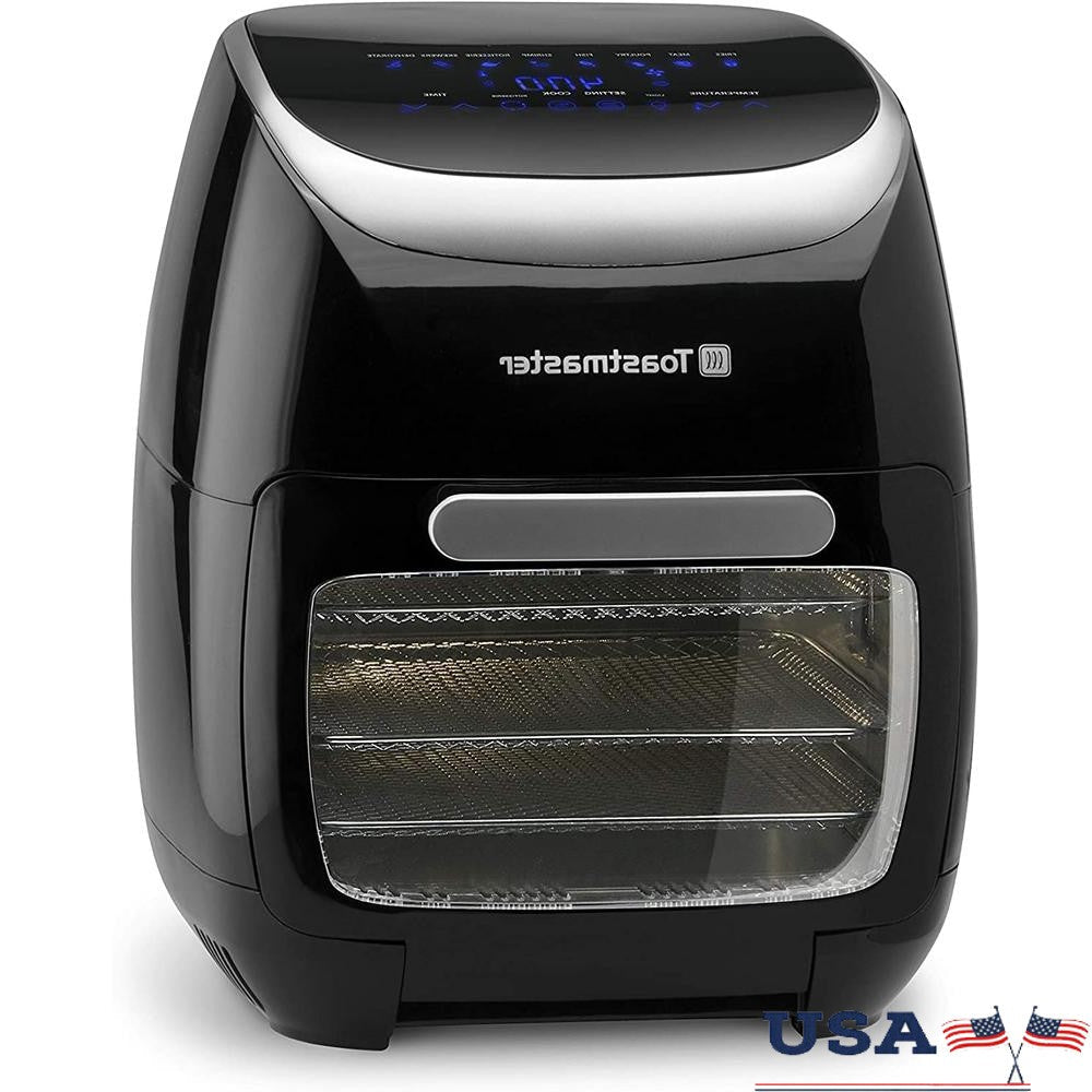 Digital Air Fryer Rotisserie Cooker Healthy Cooking 8 Preset Options 3 Baking Racks 10 Kabob Skewers Drip Tray Recipes Included