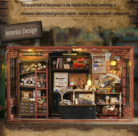 Magic Shop DIY Wooden Dollhouse Miniature Doll House Kit with Furniture Roombox Retro Home Model Toy for Children Gift