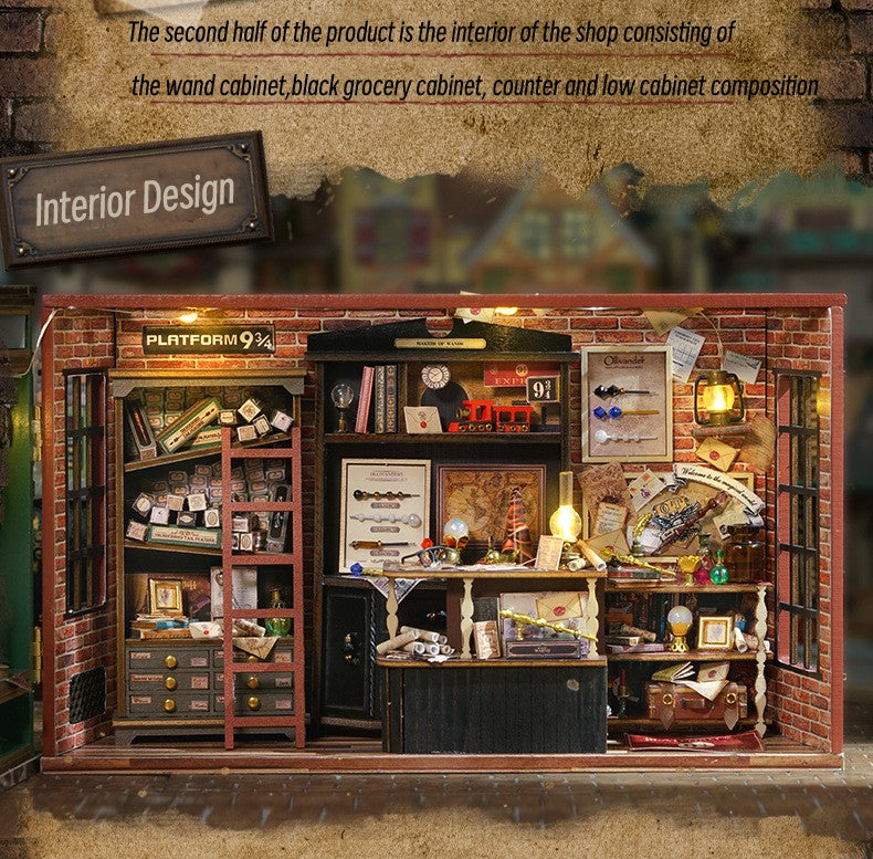 Magic Shop DIY Wooden Dollhouse Miniature Doll House Kit with Furniture Roombox Retro Home Model Toy for Children Gift