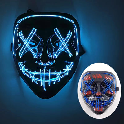 Wireless LED Purge Mask Neon Glow In Dark Scary Grimace Full Face Mask Cosplay Rave Bar Club Masquerade Carnival Party Decor