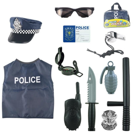 Police Cosplay Costumes for Unisex, Police Toys, Policeman, Compass, Whistle, Police Badge, Carnival Costume Props, Halloween