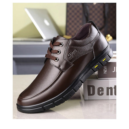 Hot Sale Men Genuine Leather Casual Shoes Soft Sole Lace-up Luxury Brand Middle-aged Old Man Dad Lightweight Loafers Shoes