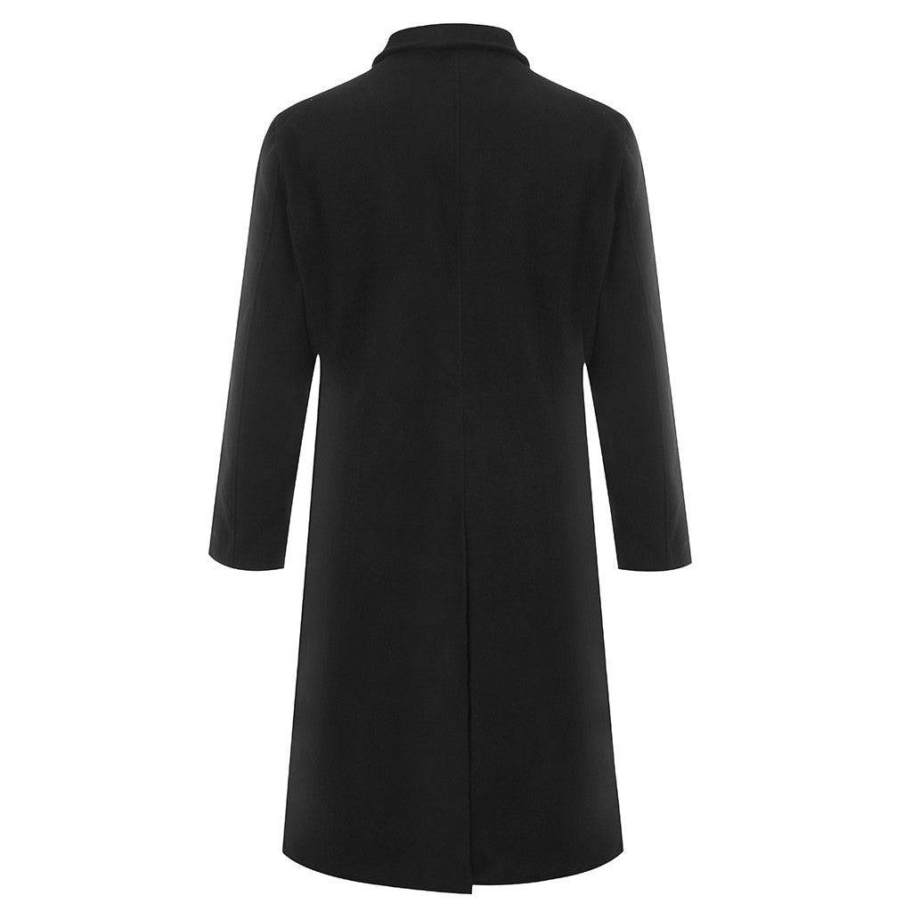 Korean Trend Men's Loose Casual Single-breasted Overcoat Autumn Winter Fashion New Long Sleeve Woolen Long Coat 2023
