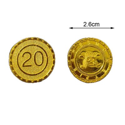 30/60/90/120pcs Pirate Gold Silver Bronze Coins Plastic Doubloon Bulk Kids Fake Play Cosplay Party Treasure Chest Games Tokens