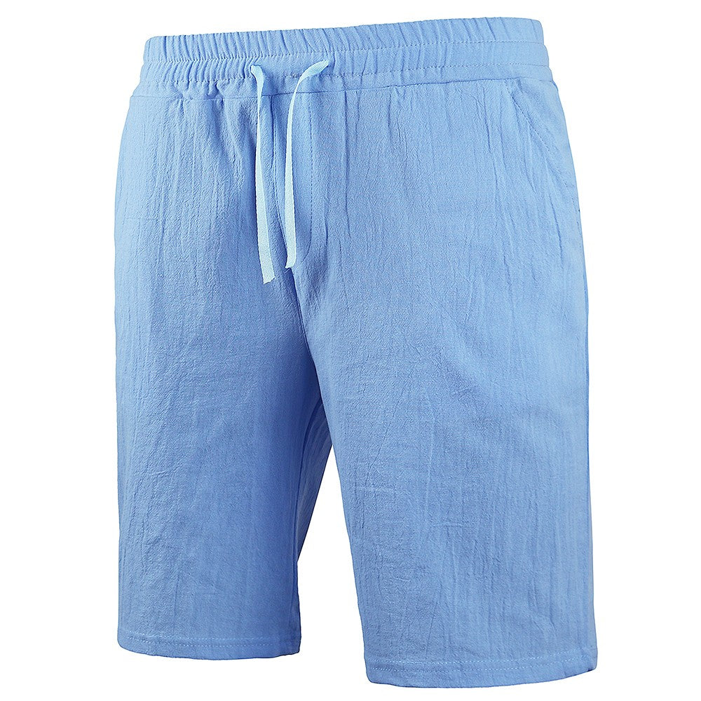 KB New Men's Cotton Linen Shorts Pants Male Summer Breathable Solid Color Linen Trousers Fitness Streetwear S-3XL