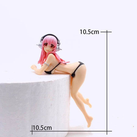 10CM Anime Figure Super Sonico PVC Action Figurine Model Toy Cake Decor Swimsuit Dress Up SoniComi Noodle Stopper Figure Gift