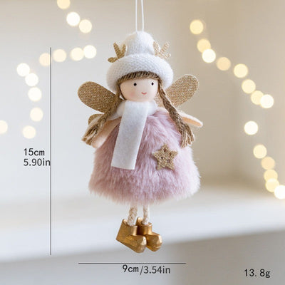 New Christmas Plush Angel Doll Pendant Ornaments Xmas Tree Hanging Decorations For Home Festive Party Decor 2024 New Year Gifts