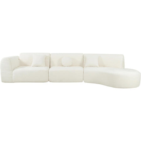 Curved Polyester Sectional Sofa Set, 7 Seat Modern Cloud Couch with Chaise Lounge, 3 Pillows, Fully Assembled for Living Room
