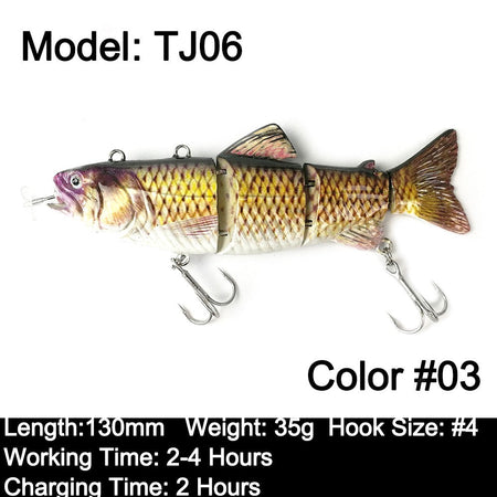 Robotic Swimming Lures 130mm 4 Segements Swimbait 35/54g Fishing Auto Electric Wobblers USB Rechargeable LED Light For Bass Pike