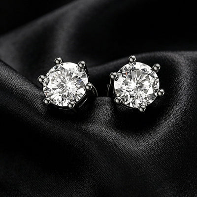 S925 Sterling Silver Four/Six Jaw Moissanite Earrings VVS1 White&Black Moissanite GRA Certified Male And Female Earrings Gift