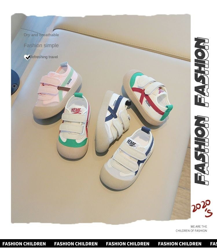 Spring and Autumn 2024 New Korean version of indoor girls canvas shoes soft-soled children's baby toddler shoes children's shoes