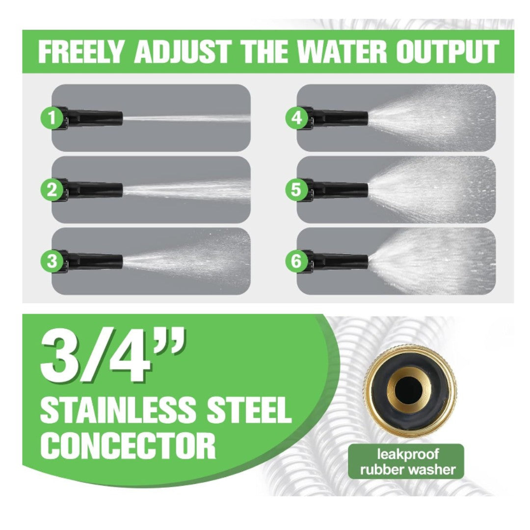 100FT 304 Stainless Steel Garden Hose Metal Heavy Duty Water Hoses with Nozzles for Yard Outdoor  Flexible Never Kink & Tangle