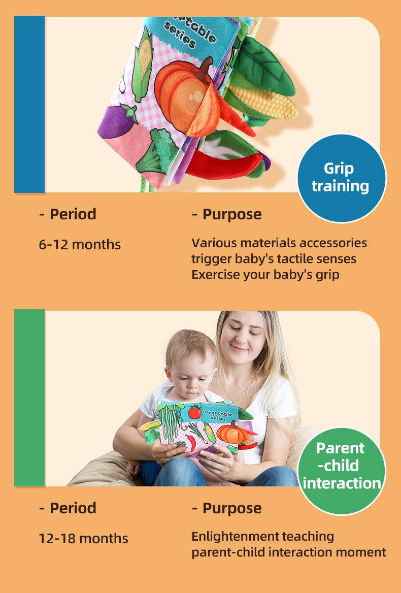 Baby Cloth Book Baby Toys 0-3 Year Old Infant Early Education Toys 6 Pages Cloth Book