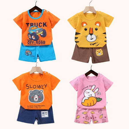 2PCS mother Kids Clothes Children's Sets Boys Girl T-shirt Shorts Summer Cotton Short sleeve Baby Children Clothing Toddler Suit