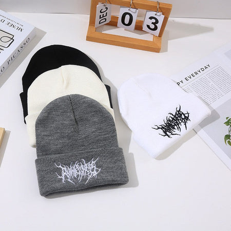 Warm Women Men Winter Beanies Hats Gothic Street Punk Knitted Bonnet Caps 100% Cotton Fashion Keep Warm Skullies Beanies Hats