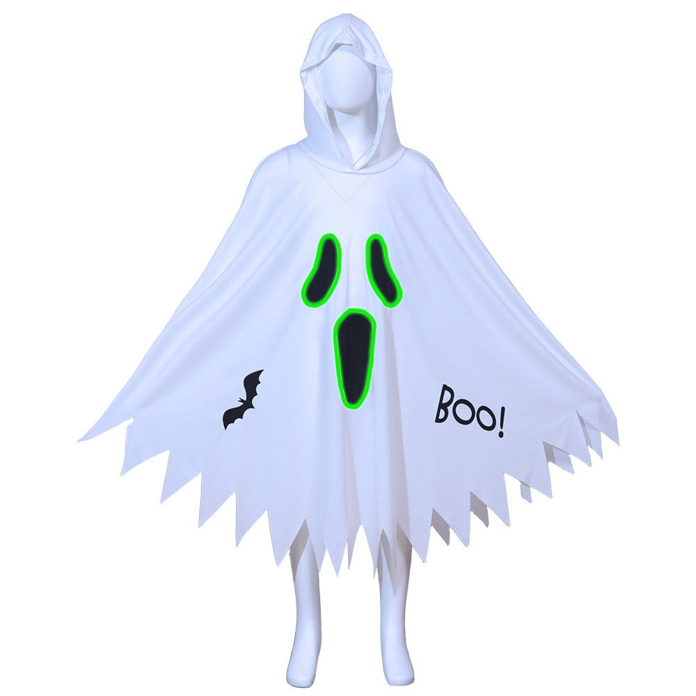 New Halloween Adult Funny Cape White Ghost Cloak Glowing cloak in the darkness Cosplay Costume Masquerade Carnival Cloak