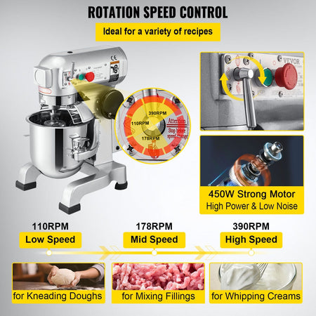 SucceBuy 10- 30L Electric Dough Machine Stainless Steel Commercial Cream Egg Whisk Mixer Processor Kitchen Food Stand Blender
