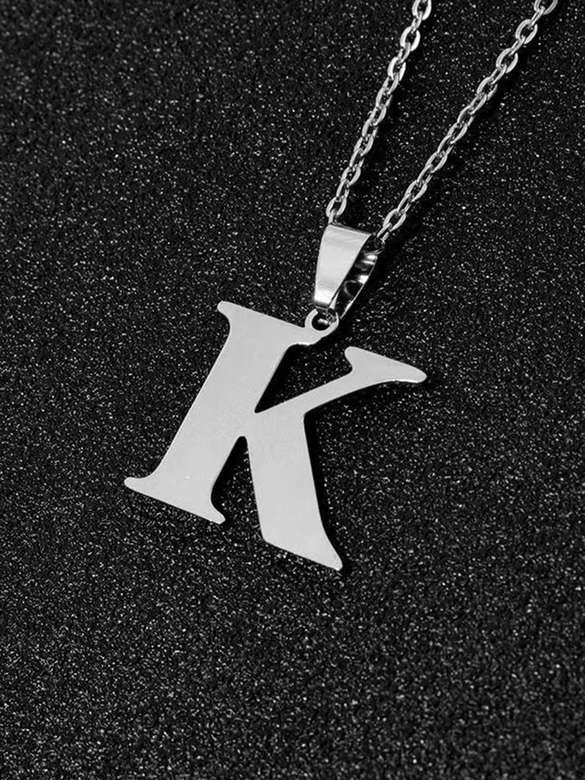 DGIDDK Stainless Steel Fashion Simple A-Z Small Letter Necklace Initial Pendant Fine Chain Alphabet Men Women Jewelry Gift