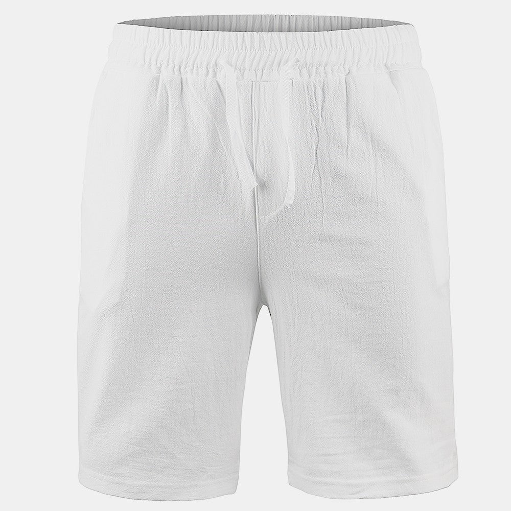 KB New Men's Cotton Linen Shorts Pants Male Summer Breathable Solid Color Linen Trousers Fitness Streetwear S-3XL