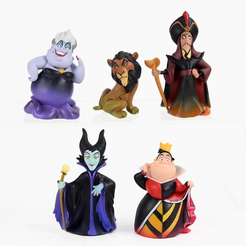 Disney Anime 5Pcs/Set Red Queen Villains Maleficent Jafar Ursula Vinyl Action Figure Model Toys For Children Christmas Gift