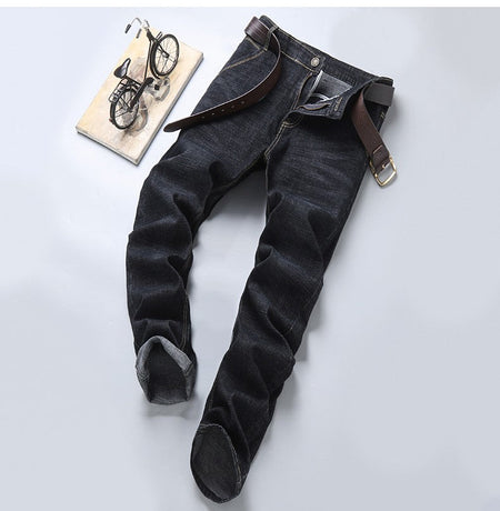 2024 NEW Men's Fashion Business Jeans Classic Style Casual Stretch Slim Jean Pants Male Brand Denim Trousers Black Blue
