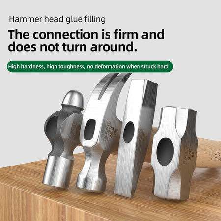 BAIHU Mini Hammer High Carbon Steel Hammer Solid Wood Short Handle Octagonal or Round Head Hammer Small Manual Hardware Tool