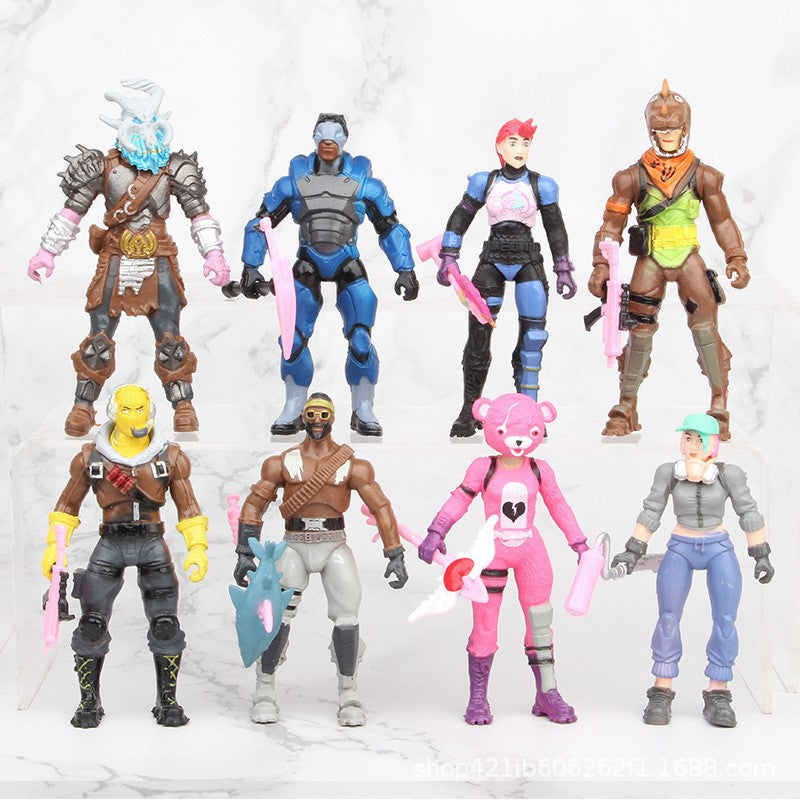 8Pcs/Set Fortnite Pvc Action Figure GK Model Game Fornite Toy Collectible Ornament Doll with Weapon Kids Birthday Xmas Gift