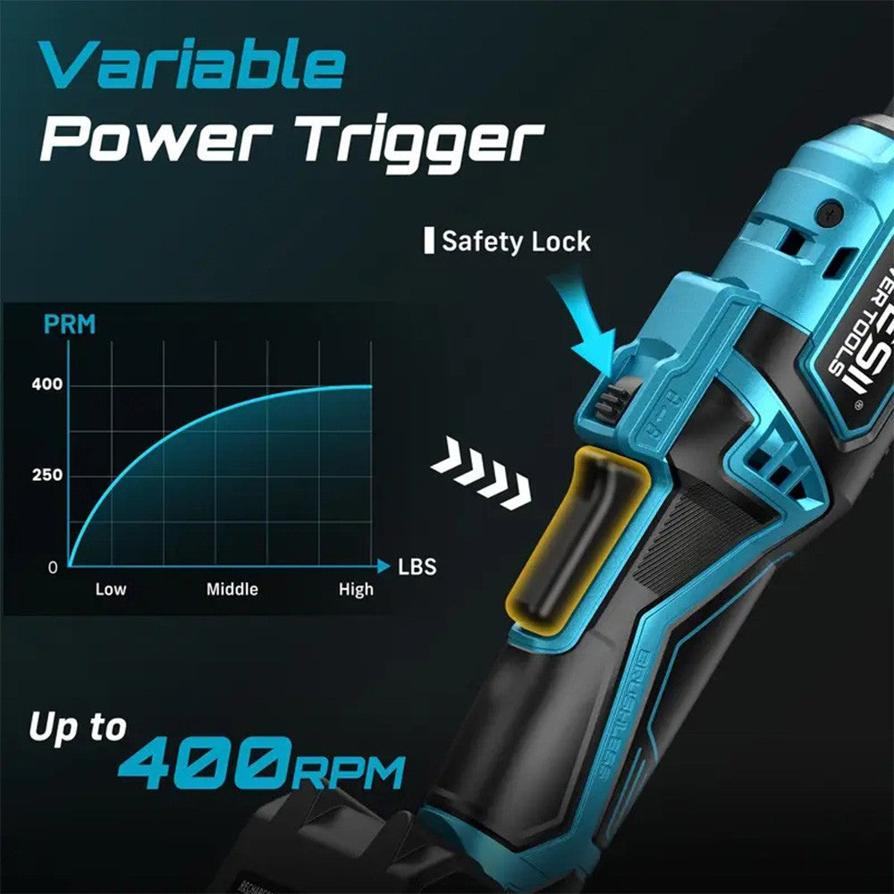 Seesii 3/8" 21V Cordless Electric Wrench 80Nm 6.3'' Extended Electric Ratchet Wrench Rechargeable Angle Wrench Car Repair Tools