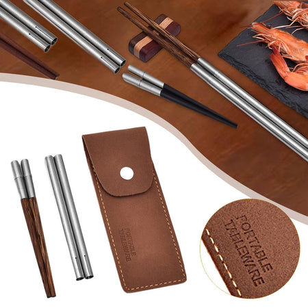 Portable Lightweight Versatile Wooden Chopsticks with Storage Pouch for Outdoor
