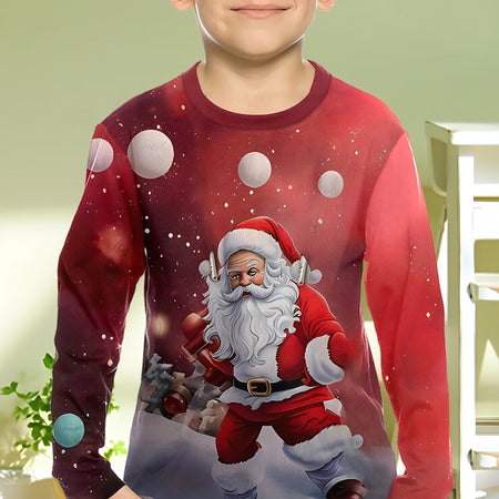 Children's Clothing Boys Tshirt Long Sleeve Creative 3D Christmas Print Kids Spring Fall Clothes Casual O-Neck Girl Clothes Tops